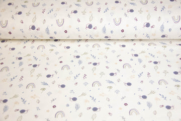 Jersey mit Schnecken und Regenbogen, ecru, 0,5 m